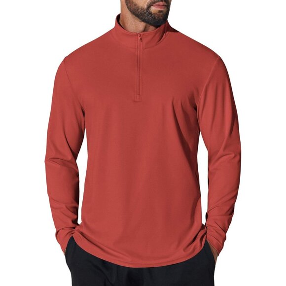 Men's Quarter Zip Sweatshirt UPF 50+ Long Sleeve Sun Protection Shirt Red